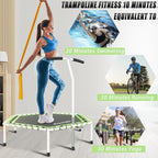 Newan 48'' Fitness Trampoline with Adjustable Handle Bar, Silent Trampoline Bungee Rebounder Jumping Cardio Trainer Workout for Adults - Max Limit 330 lbs