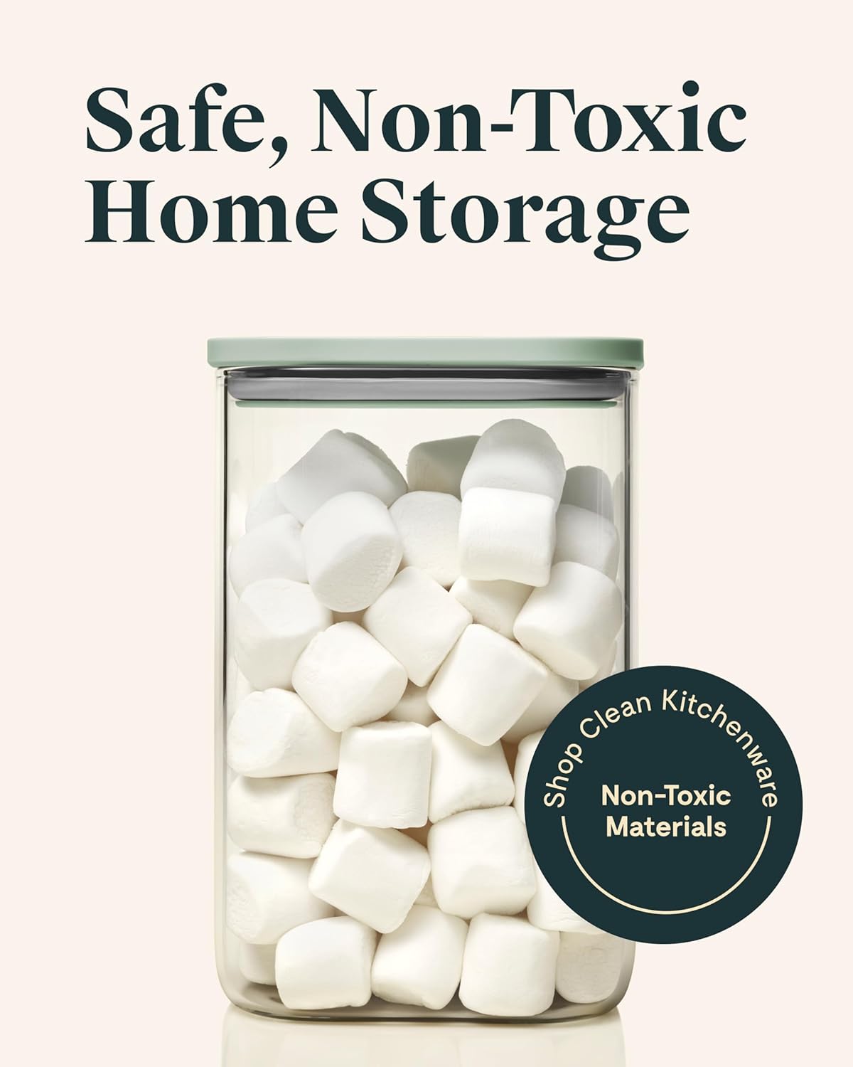 Caraway 4qt Glass Airtight Food Storage Container with Lid – Non-Toxic, BPA-Free Kitchen Storage Container – Stackable, Space-Saving Airtight Container for Dry Goods and More - Mist