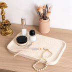 Natural Marble Vanity Tray, 11.8" Marble/Stone Bathroom Tray Countertop, Beige Tray for Decor, Perfume Jewelry Holder, Storage/Organizer for Kitchen Sink