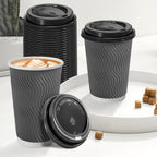 180 Pack Disposable Coffee Cup lids, 3.54'' Leak-Proof Disposable Plastic Cup Lids for 10, 12, 16, 20oz Paper Cups, Hot/Cold Drinking Cup Lids, Black