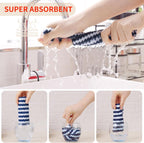 Homaxy Kitchen Towels(12 Pack, 10 x 20 inches), Ultra Soft and Absorbent Dish Towels, Reusable Fast Drying Microfiber Cleaning Cloth, Coral Velvet Wave Design No-lint, Navy Blue