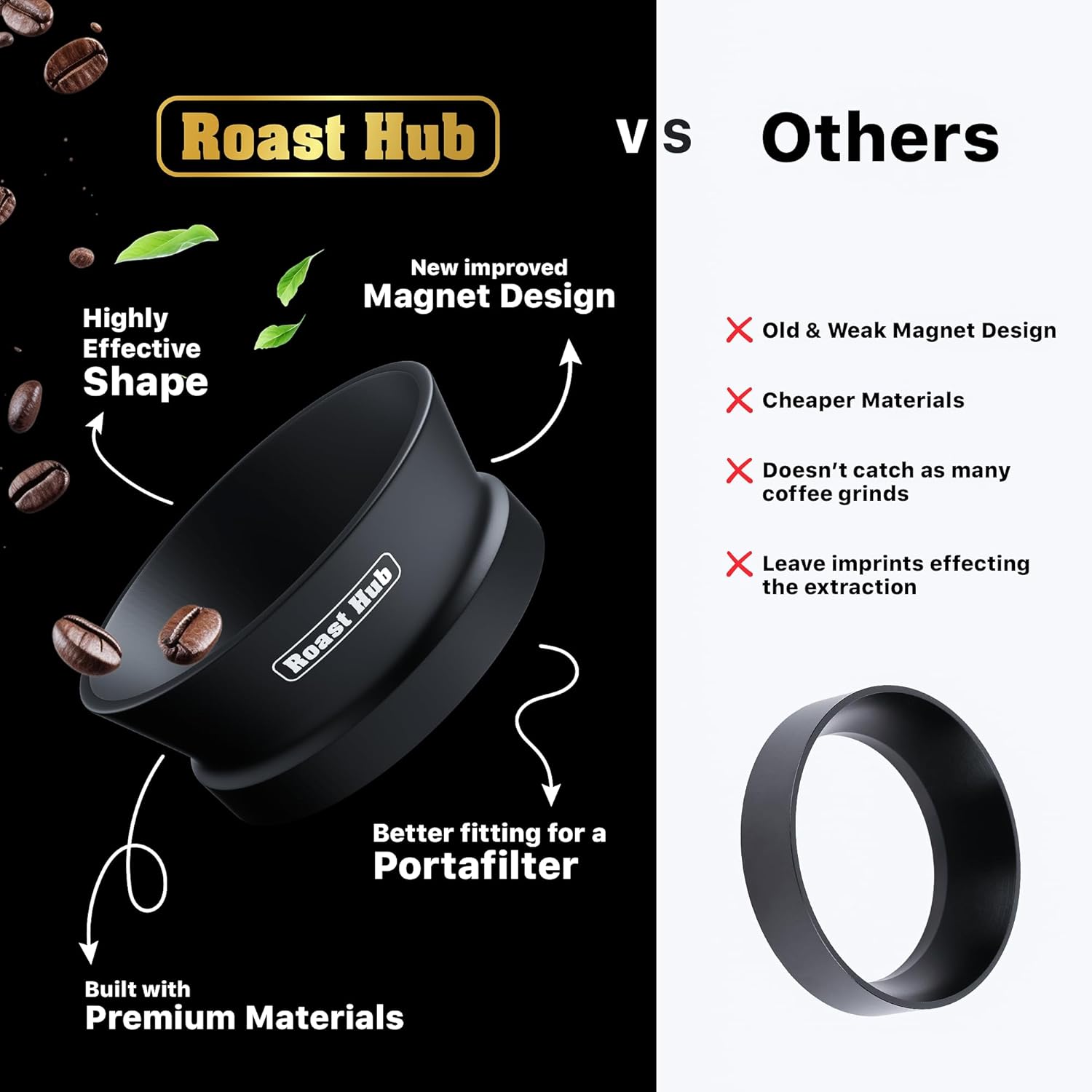 58mm Magnetic Dosing Funnel for Portafilter Espresso Machine ~ High Strength 12 Magnet Design ~ Fits Most Express Coffee Machines ~ Home Barista Espresso Portafilter Adapter ~ UK Brand