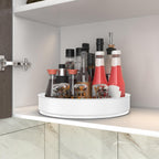 VAEHOLD Lazy Susan Turntable Spice Rack Organizer for Kitchen Cabinet, Storage Tray for Fruit, Snacks, Salad - Organizer for Cupboard, Pantry, Bathroom, Table, Cosmetic (White, 9 4/5'')