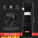 YESWELDER 23.6 Inches 932℉,Leather Forge MIG Welding Gloves, with Kevlar Stitching Heat/Fire Resistant, Palm Reinforcements, Forge,Grill, Fireplace Black-Gray