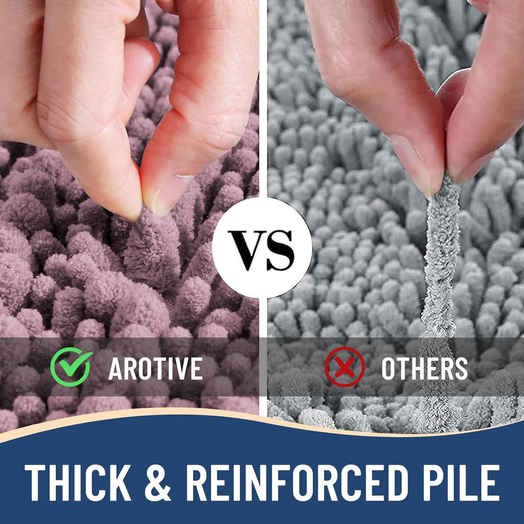 Arotive Luxury Chenille Bathroom Rug Mat, Extra Soft Thick Absorbent Shaggy Bath Rugs, Non-Slip Machine Wash Dry, Plush Bath Mats for Bathroom, Shower and Tub, 24x16, Deep Plum