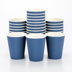 Restaurantware-12 Ounce Disposable Coffee Cups, 500 Ripple Wall Hot Cups For Coffee - Lids Sold Separately, Rolled Rim, Midnight Blue Paper Insulated Coffee Cups, For Hot Coffee, Tea, And More
