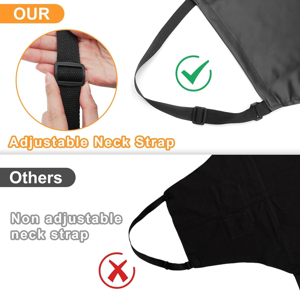 Gotega 6 Pack Waterproof Rubber Vinyl Apron 40 Inch Chef Aprons for Men Heavy Duty Chemical Work Apron Extra Long Grilling Aprons with Adjustable Bib Apron for Dishwashing Lab Butcher Black