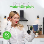 Restaurantware-12 Ounce Disposable Coffee Cups, 500 Ripple Wall Hot Cups For Coffee - Lids Sold Separately, Rolled Rim, Midnight Blue Paper Insulated Coffee Cups, For Hot Coffee, Tea, And More