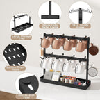 Coffee Mug Holder for Countertop 20 Hooks Mug Tree Rack 2 Tier Counter Cups Mugs Display Stand with Heavy Duty Metal Storage Base for K Cup Kitchen Tea Coffee Bar