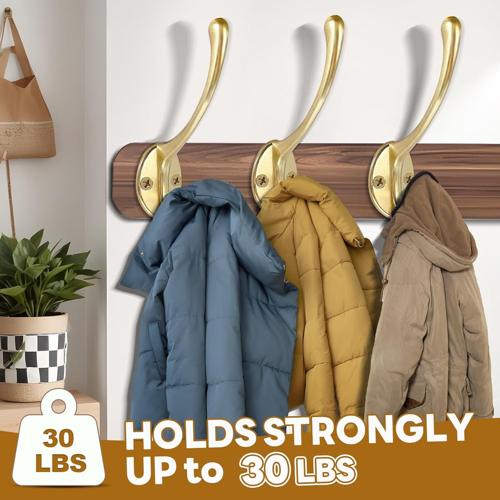Wall Hooks for Hanging, 15-Pack Heavy Duty Metal Coat Hooks, for Living Room, Bathroom, Kitchen, Bedroom for Towel, Hat, Key, Closet, Bag (Gold)