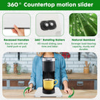 Appliance Slider 360° Rolling Tray for Coffee Maker- Bamboo Coffee Pot Slider Tray Countertop Rotation Sliding Tray with Wheels, Small Appliances Mat White (small 11.8" × 9.8" × 0.6")