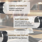 51mm Espresso Accessories Kit 2-in-1 Coffee Distributor and Tamper Leveler, WDT Tool and Magnetic Dosing Funnel for 51 mm Portafilters