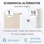 Homaxy 100% Cotton Terry Kitchen Dish Cloths, Ultra Soft and Absorbent Dish Towels for Kitchen, Suitable for Drying and Washing Dishes, 6 Pack, 12 x 12 Inches, Beige