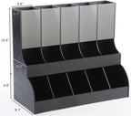 K-Cup Organizer and Dispenser, 10 Compartments, Holds 75+ K-Cups, Countertop, ABS Plastic (Black)