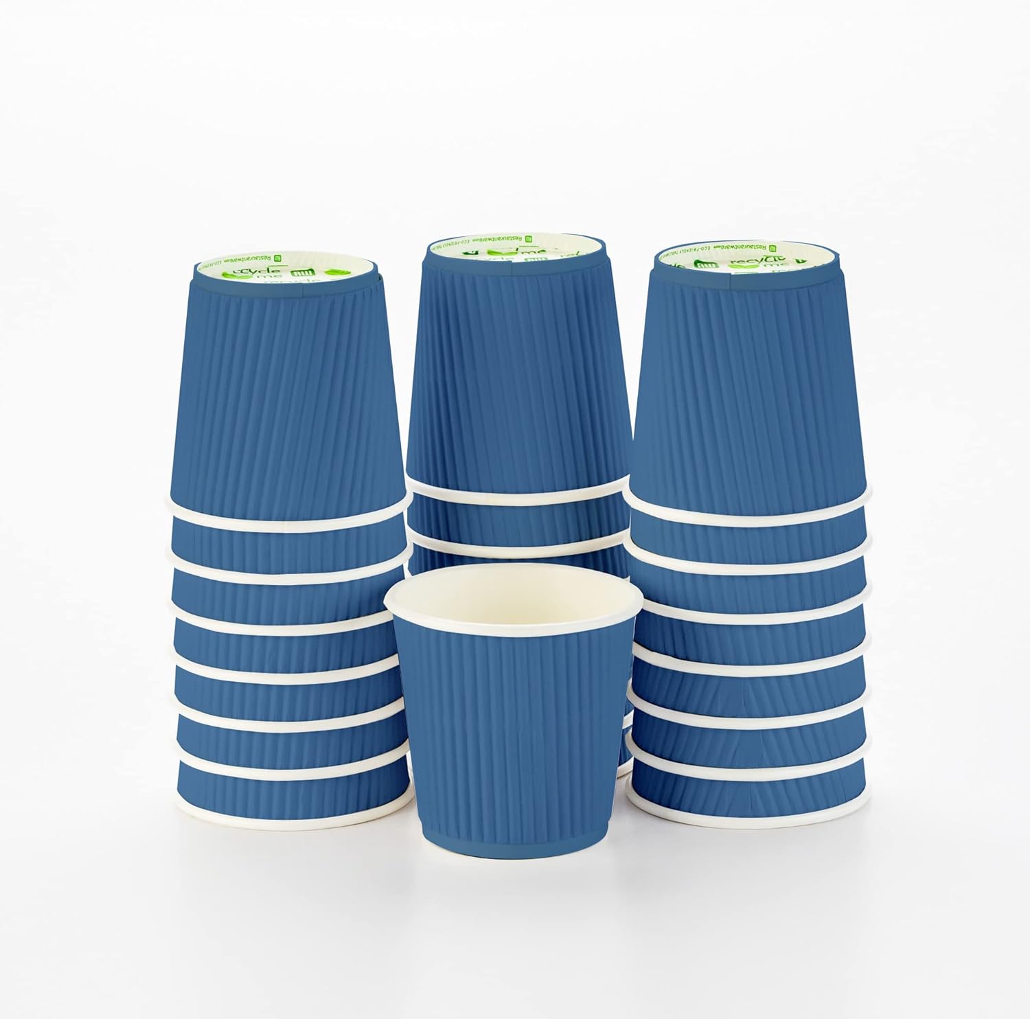Restaurantware 4 Ounce Ripple Wall Disposable Coffee Cups, 500 Insulated Blue Paper Tumblers with Rolled Rim Design, Lids Sold Separately for Hot Drinks like Tea, Hot Chocolate and More