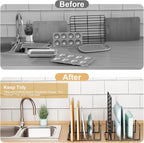 Cutting Board Organizer, [1-Pack] Cutting Board Holder Rack Baking Cookie Pan Sheets Cooling Small Racks Storage Stand for Kitchen Cabinet Countertop Bakeware Storage Organizer Metal Black