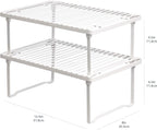 Amazon Basics Stackable Metal Kitchen Storage Shelves for Dishes, 12.5" L x 8" D x 4.5" H, Set of 2, White