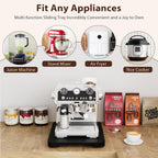 GuanQiao 360° Rotation Appliance Slider for Coffee Maker & Heavy Kitchen Appliance, Bamboo Rolling Tray for kitchen Counter, Sliding Tray with Premium Wheels (Black, 13.9"× 9.4")