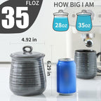 Hasense Food Storage Contaister with Lid, Ceramic Airtight Sugar Canister for Kitchen, Small Coffee Cookie Jar for Grounds Coffee, Beans, Tea, Flour, Cereal, 30 FL OZ(Grey)