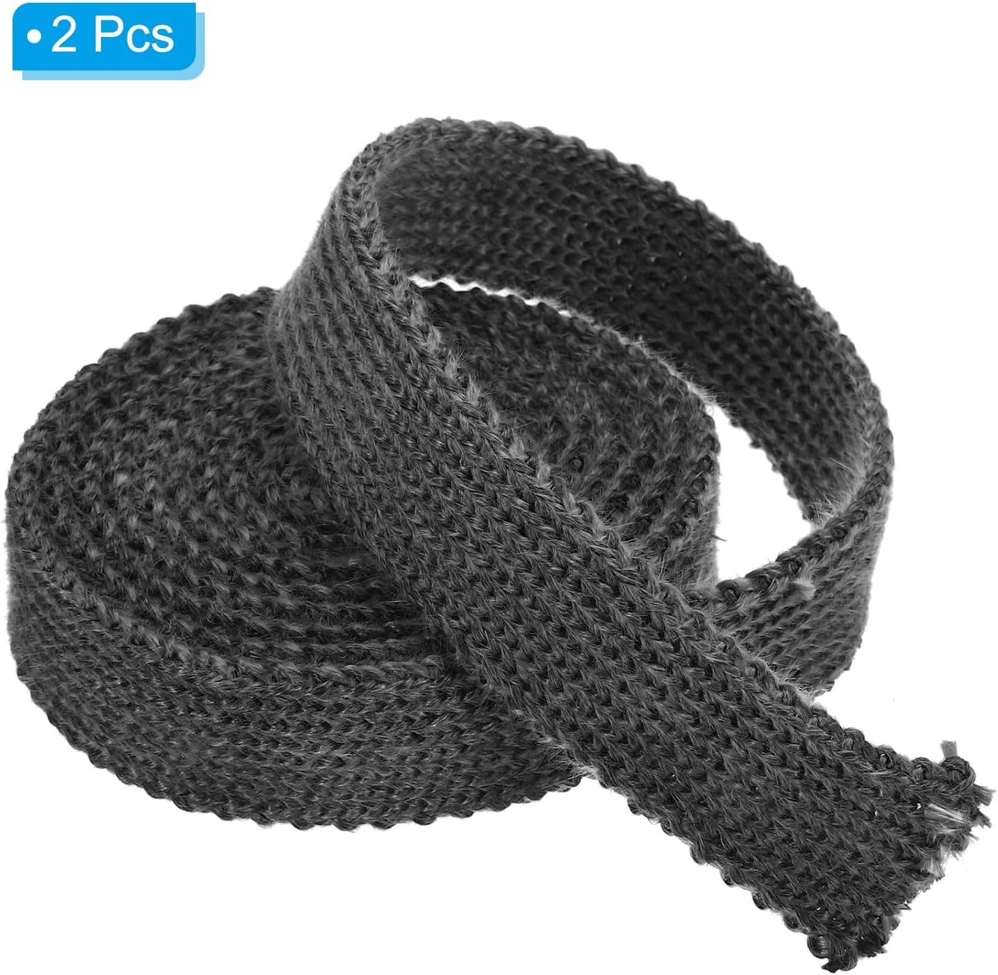 PATIKIL Wood Stove Gasket, 2Pcs 1" x 1/8" x 73" Flat Graphite Fiberglass High-Temperature Resistance Seal Rope for Stoves Fireplace Door, Black