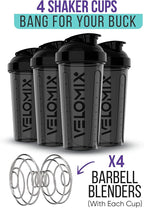 '-4 PACK- 28 oz Protein Shaker Bottle for Protein Mixes - 4x Wire Whisk | Leak Proof Shaker Cups for Protein Shakes | Protein Shaker Bottle Pack | Protein Shake Cup(All in Black)