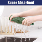 Homaxy Microfiber Waffle Weave Kitchen Towels, 16 x 28 Inch Ultra Absorbent and Solid Color Dish Towels, 8 Pack, Grass Green