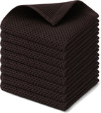 Kitinjoy 100% Cotton Kitchen Dish Cloths, 8 Pack Waffle Weave Ultra Soft Absorbent Dish Towels for Drying Dishes Quick Drying Kitchen Towels Dish Rags, 12 X 12 Inches, Dark Brown