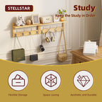 Coat Rack with Shelf, 2 Pack Bamboo Wall-Mounted Coat Hanger with 8 Hooks for Entryway, Hallway, Kitchen, Bathroom, Living Room, Utility Room (Natural)