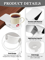 3PCS Drinking Cup Holder Clip Kalolary Chair Desk Bottle Cup Stand DIY Glass Clamp Storage Saucer Clip with Groove for Potted Plant Beverage Coffee Mug Holder Clip for Home & Office (White)