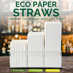[500 Bulk] 5.75 inch White Small Paper Straws for Kids, Milk Cartons, Cocktail, Coffee, Short Drinks - Eco Friendly Disposable Drinking Straws