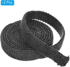 PATIKIL Wood Stove Gasket, 2Pcs 13/16" x 1/8" x 73" Flat Graphite Fiberglass High-Temperature Resistance Seal Rope for Stoves Fireplace Door, Black
