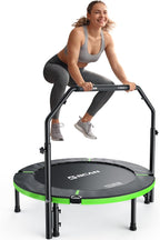 BCAN 40"/48" Foldable Mini Trampoline, Rebounder Trampoline for Adults, U/T Shape Adjustable Foam Handle, Exercise Rebounder for Adults Indoor/Garden Workout, Max Load 330lbs/440lbs