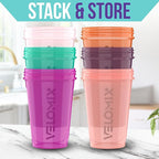 '-6 PACK- 20 OZ Protein Shaker Bottles for Protein Mixes, Shaker Cups for Protein Shakes, Small Shaker Bottle Pack, Shaker Cup, Shakers for protein Shakes (Rose Garden - 6 Pack)