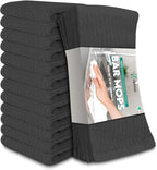 ZUPERIA Bar Mop Kitchen Towels - Pack of 12 (16" x19”) 100% Ring Spun Cotton - Dish Washcloths for Superb Cleaning and Less Lint - Highly Absorbent Dish Cloths and Dish Towels for Everyday use (Grey)