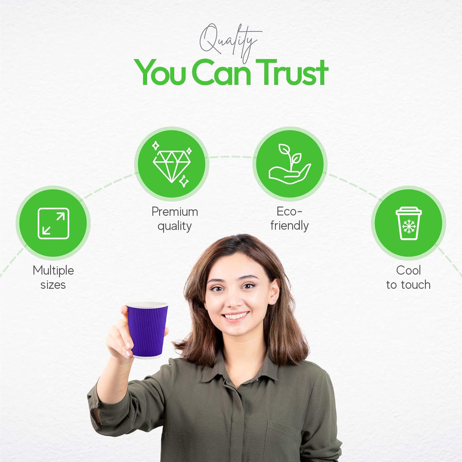 Restaurantware-12 Ounce Disposable Coffee Cups, 500 Ripple Wall Hot Cups For Coffee - Lids Sold Separately, Rolled Rim, Royal Purple Paper Insulated Coffee Cups, For Hot Coffee, Tea, And More