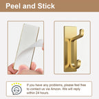 pickpiff Wall Hooks for Coat and Towel: 13LB Adhesive Door Hanger Stick on, Brushed Gold