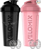 '-2 Pack- 28 oz Protein Shaker Bottles for Protein Mixes - 2x Wire Whisk | Leak Proof Shaker Cups for Protein Shakes | Protein Shaker Bottle Pack | Shakers for Protein Shakes-Pink&Black