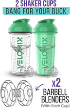 '-2 Pack- 28 oz Protein Shaker Bottles for Protein Mixes - 2x Wire Whisk | Leak Proof Shaker Cups for Protein Shakes | Protein Shaker Bottle | Shakers for Protein mix-Turquoise&Transparent