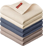 Artoid Mode 100% Cotton Beige Brown Dark Grey Waffle Weave Kitchen Dish Cloths, 12x12 Inch Ultra Soft Absorbent Quick Drying Kitchen Dish Towels Set of 6, Multicolor