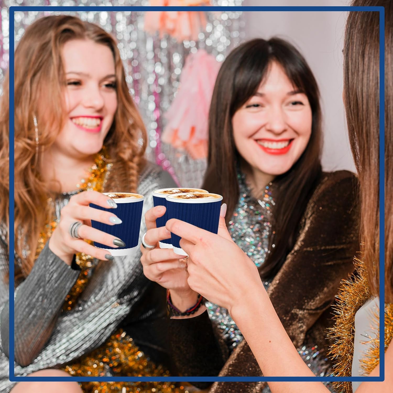 240Pack Paper Espresso Coffee Cups, 4 oz Disposable Coffee Cups,Corrugated Insulated Ripple Wall, Paper Ripple Cups for Coffee, Hot Chocolate and Hot Tea Drinks -Navy