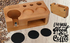 Espresso Tamping Station With Tools - 58mm - Includes Coffee Tamper, Distributor, Dosing Funnel & Brush - Wooden Coffee Tamper Station - Espresso Organizer & Portafilter Holder