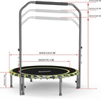 40" Fitness Trampoline with Adjustable Handle Bar Silent Mini Trampoline Bungee Rebounder Jumping Cardio Trainer Workout for Adults - Maximum Load 150 kg