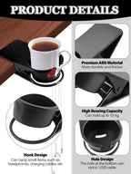 3PCS Drinking Cup Holder Clip Kalolary Chair Desk Bottle Cup Stand DIY Glass Clamp Storage Saucer Clip with Groove for Potted Plant Beverage Coffee Mug Holder Clip for Home & Office (Black)