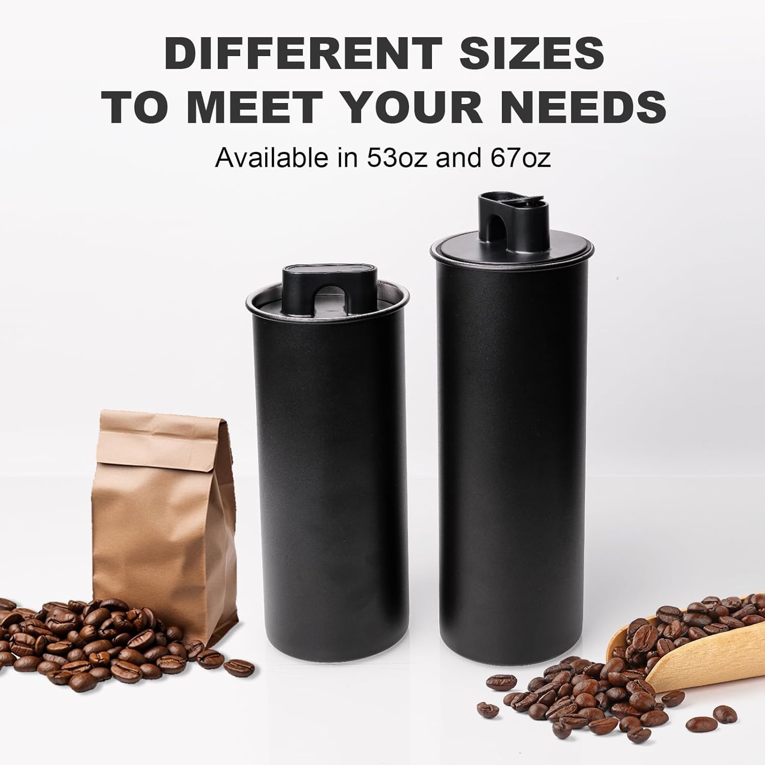 Vacuum Coffee Canister, 53oz Air Seal for Coffee Bean Storage, Stainless Steel Food Storage Container, Preserves Freshness Longer, Airtight Coffee Storage for Grounds & Whole Beans