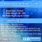 PMU 33 Inch Space Animals Printed Bodyboard - Lightweight Wrist Leash Body Board for Beach, Sea & Pool - Surfing Board for Teens & Adults Wave Conditions Pkg/1