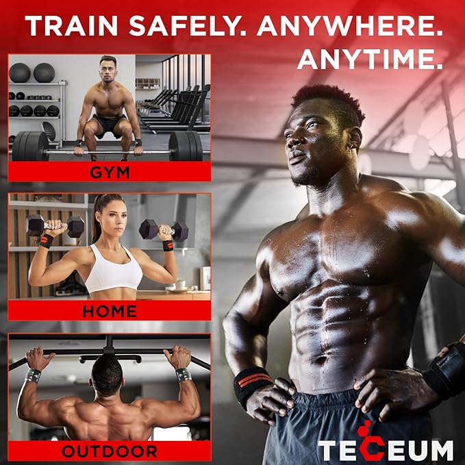TECEUM Weightlifting 18" & 12" Wrist Wraps with Thumb Loop – Heavy Duty Wrist Workout Braces for Men and Women – Ideal for Powerlifting, Strength Training, Bodybuilding