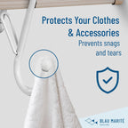 10-Pack Metal S Hooks for Hanging – Heavy-Duty S-Shaped Hooks with Safety Buckle – Fits Bars up to 0.8 in – Anti-Drop S-Hooks for Kitchen, Bathroom, Closet & Pot Racks – White (Medium)