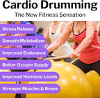 Cardio Drumming Equipment Set - 26" Exercise Ball with Pump and Weighted Cardio Drumming Sticks with Grips - Fitness Yoga Ball Drumsticks Workout for Balance, Rhythm, Aerobic Moves, Dance, Gymnastics