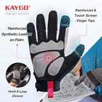 KAYGO Work Gloves For Men, KG125M Mechanic Utility Work Gloves for All Purpose, Excellent Grip, Heavy Duty, Improved Dexterity, Touch Screen,X-Large,Grey