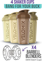 '-4 PACK- 28 oz Protein Shaker Bottle for Protein Mixes - 4x Wire Whisk | Leak Proof Shaker Cups for Protein Shakes | Protein Shaker Bottle Pack | Protein Shake Cup (Brown)